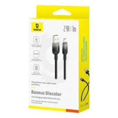 Baseus Discolor Series Fast Charging Cable USB to iP 2.4A 1m Cluster Black